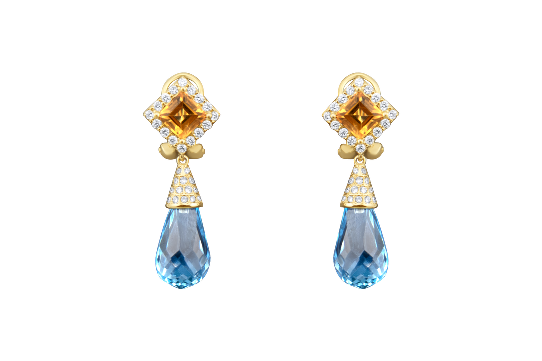 Diamond & topaz earrings