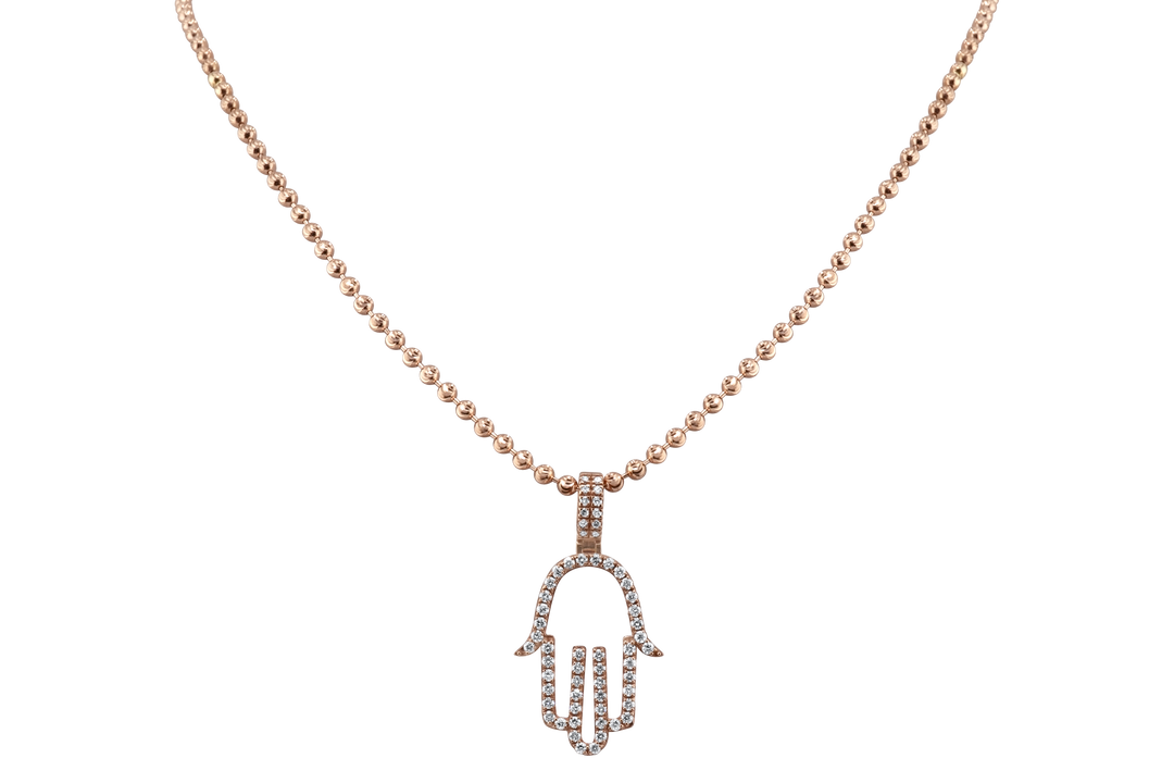 Open Diamond Hamsa Rose Gold Chain