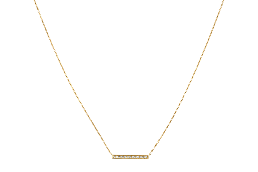 Yellow Gold Diamond Bar Necklace