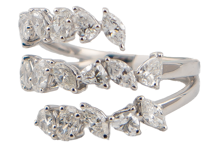Multi-Shape Diamond Spiral Ring