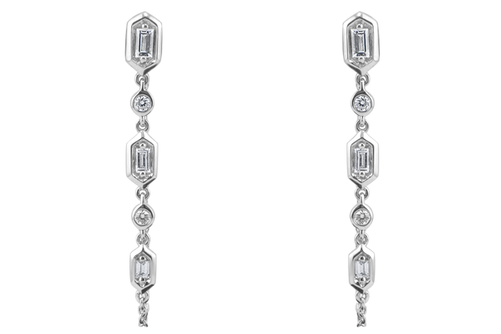 Bezel Set Emerald Dangling Earrings