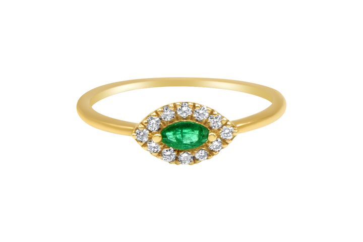Emerald evil eye ring