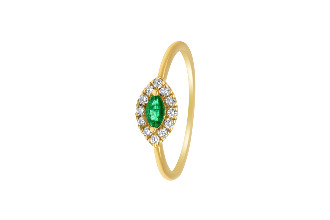 Emerald evil eye ring