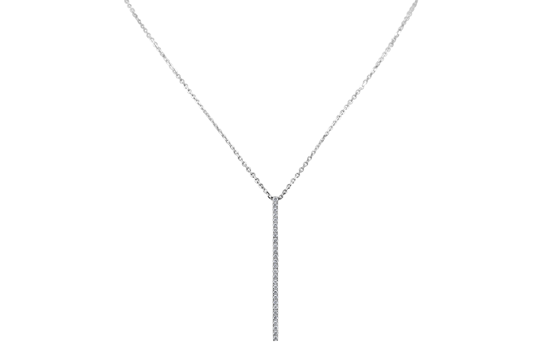 Diamond long bar necklace