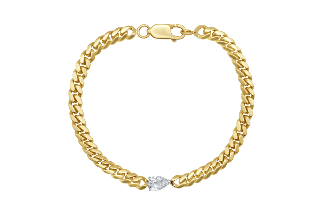 Diamond Pear Cuban Bracelet