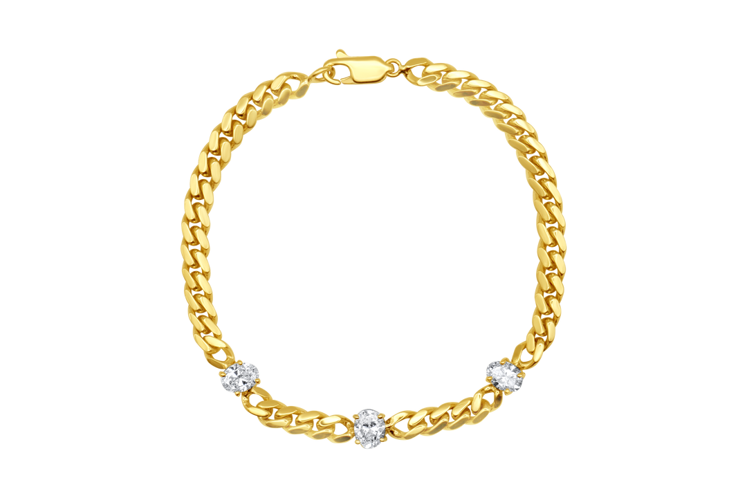 Oval Diamond Cuban Bracelet