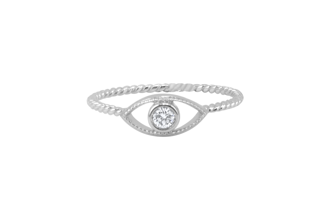 Evil eye diamond ring