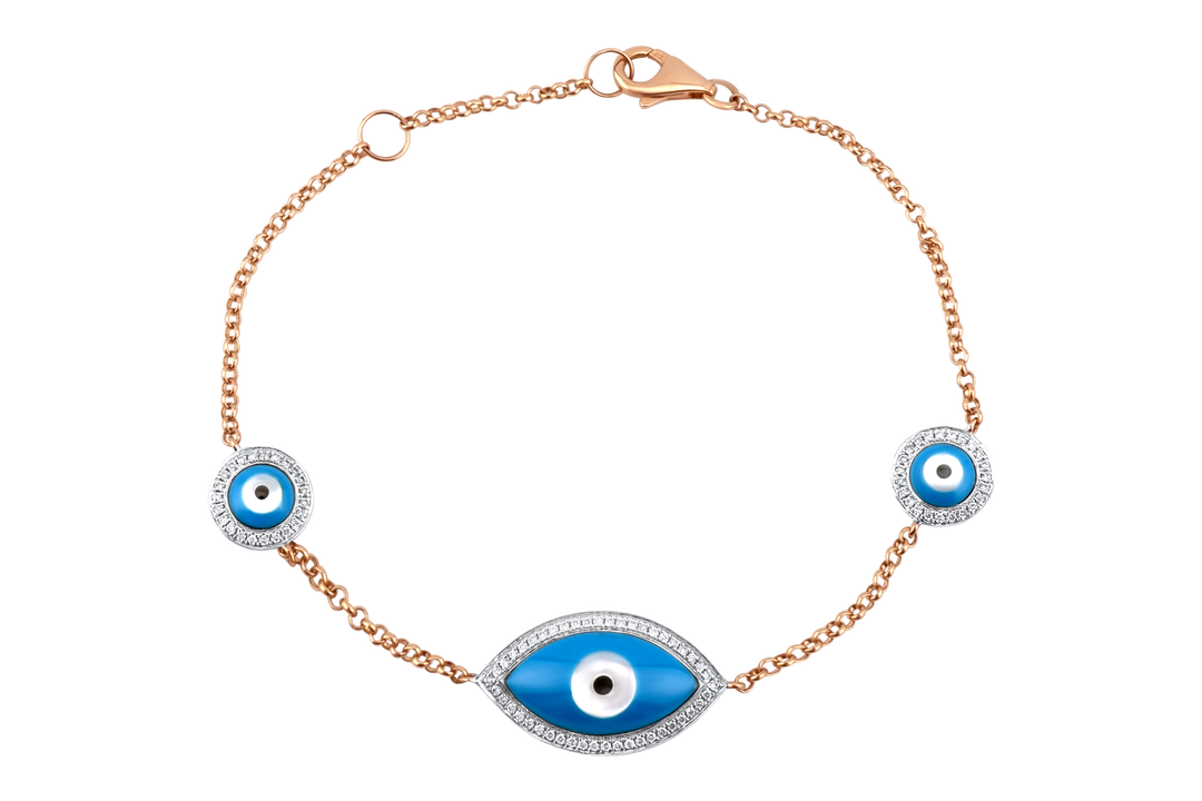 Rose Gold and Enamel Evil Eye Bracelet