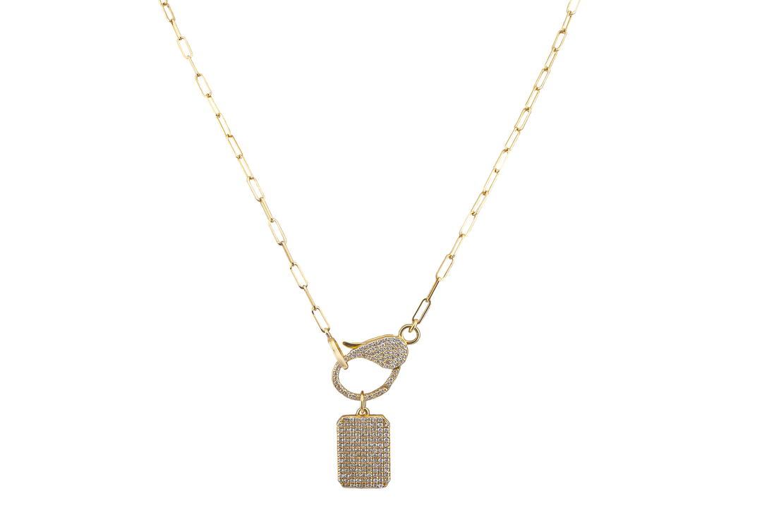 Paper Clip Dog Tag and Lock Necklace