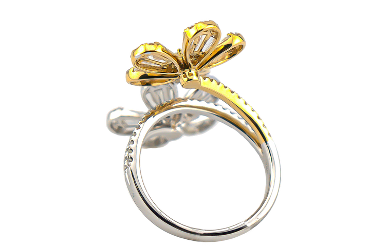 Double Flower Baguette Ring