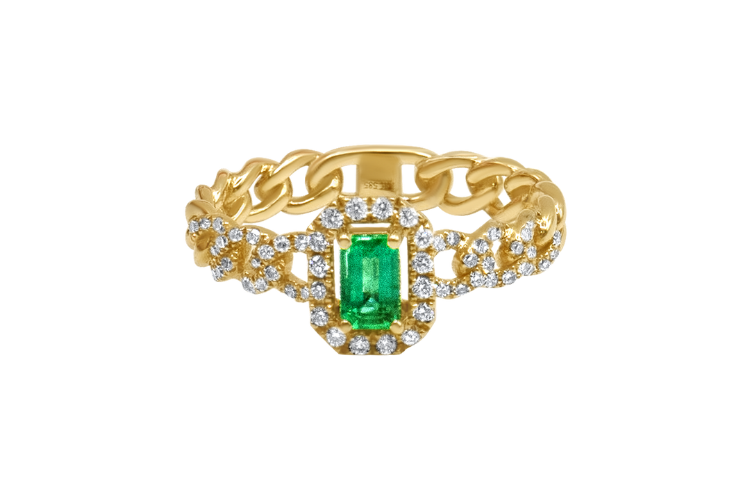 Cuban diamond emerald ring