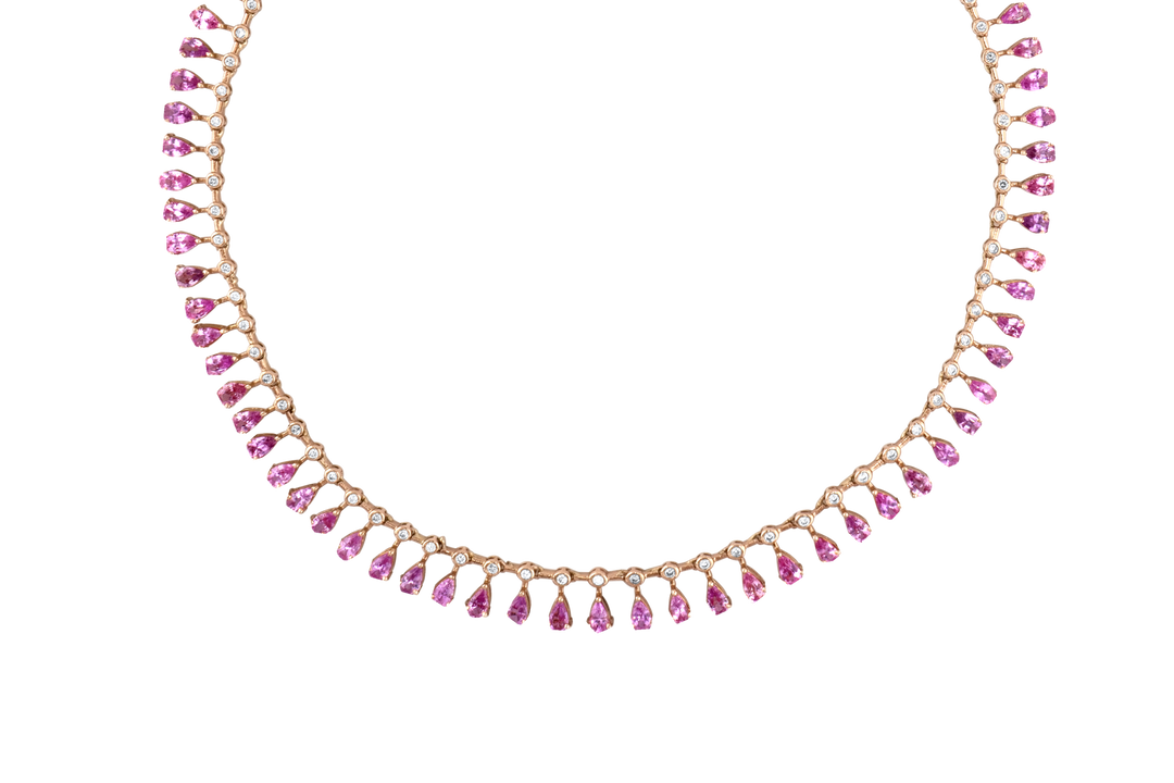 Pink Sapphire Pear Necklace