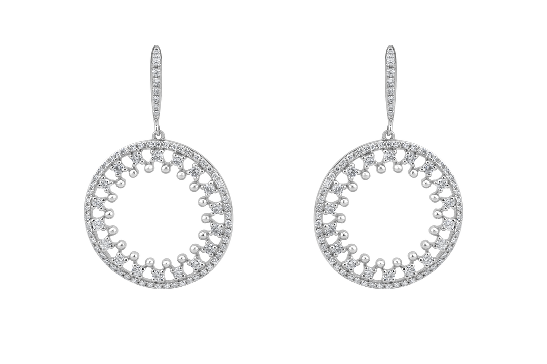 Round dangle diamond earrings
