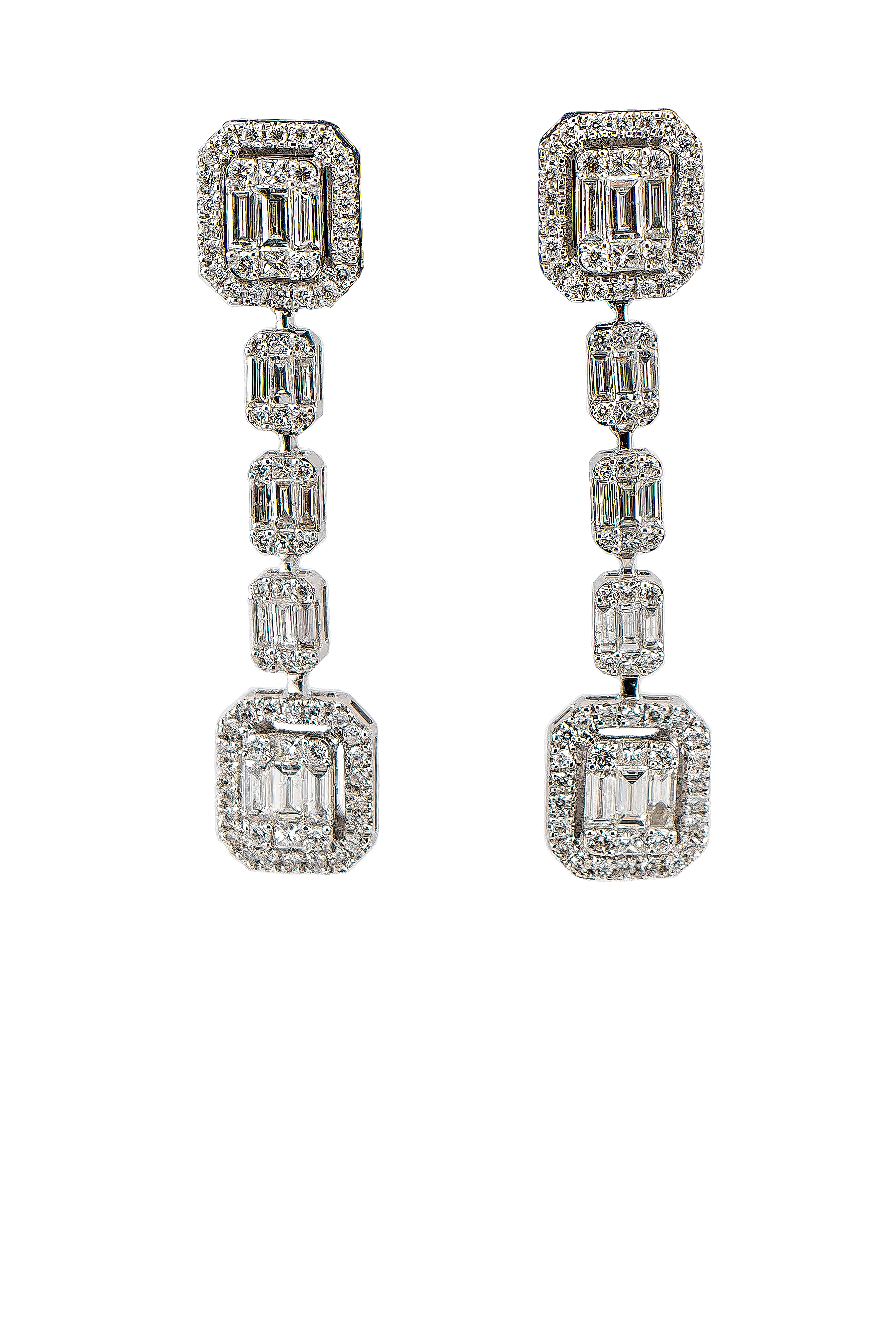 Lab-Grown Emerald Cut Diamond Bezel Drop Hoop Earrings in White Gold |  LGD-TXE04901-GW4 | Borsheims