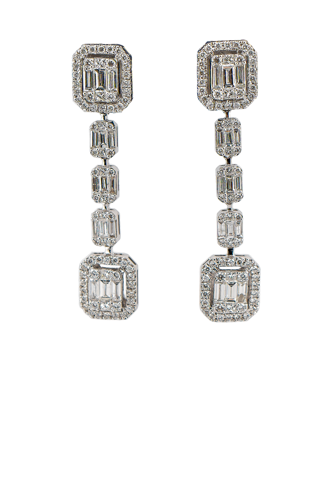 Large Emerald Cut Diamond Drop Earrings