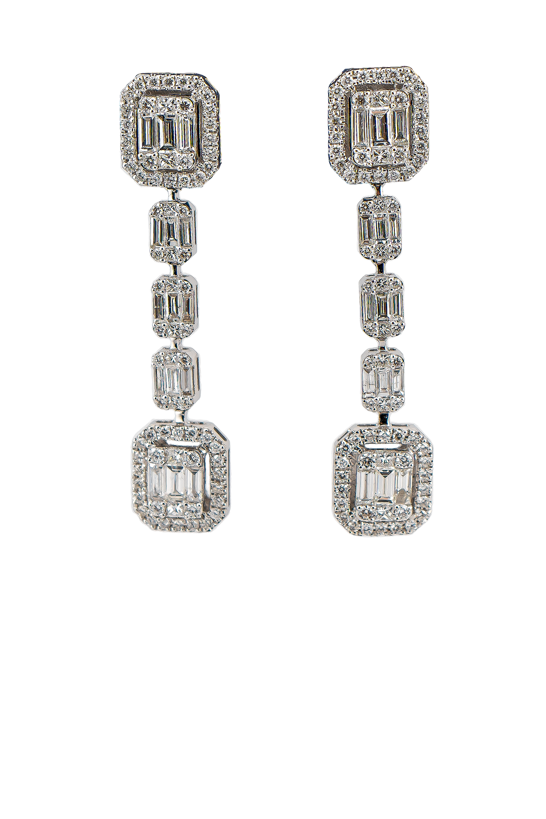 Large Emerald Cut Diamond Drop Earrings RarityDesigns